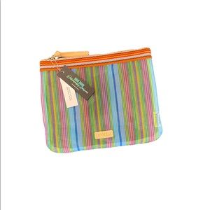 Consuela Slim (Small) Zip Mesh Pouch-Turquoise, Hot Pink, Blue, Lime Green-Tania